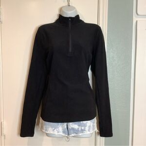 Alo Yoga Top Women M Alosoft 1/2 Zip Rapid Pullover Pockets Black Gym